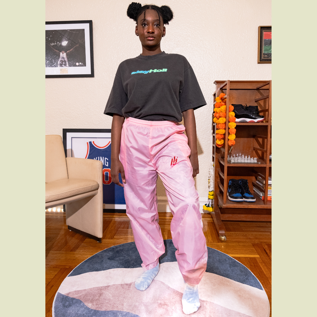 HoliJo Sport Holi Court Tee Black Trackpants Pink  Model Front View Female
