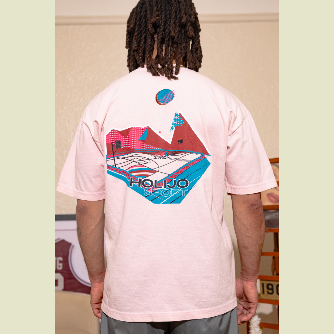 HoliJo Sport Holi Court Tee Pink Model Back View Male 